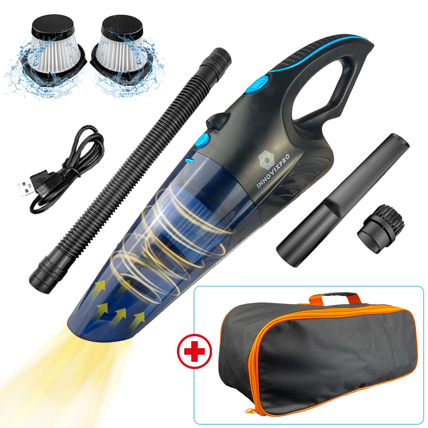 Innovixpro® Kruimeldief – Nat&Droog – 17000Pa ! Sterkste van de benelux ! Met 2 filter's