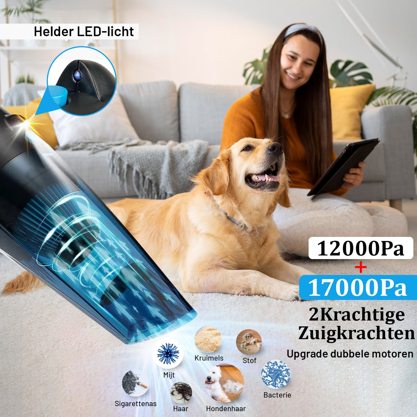 Innovixpro® Kruimeldief – Nat&Droog – 17000Pa ! Sterkste van de benelux ! Met 2 filter's