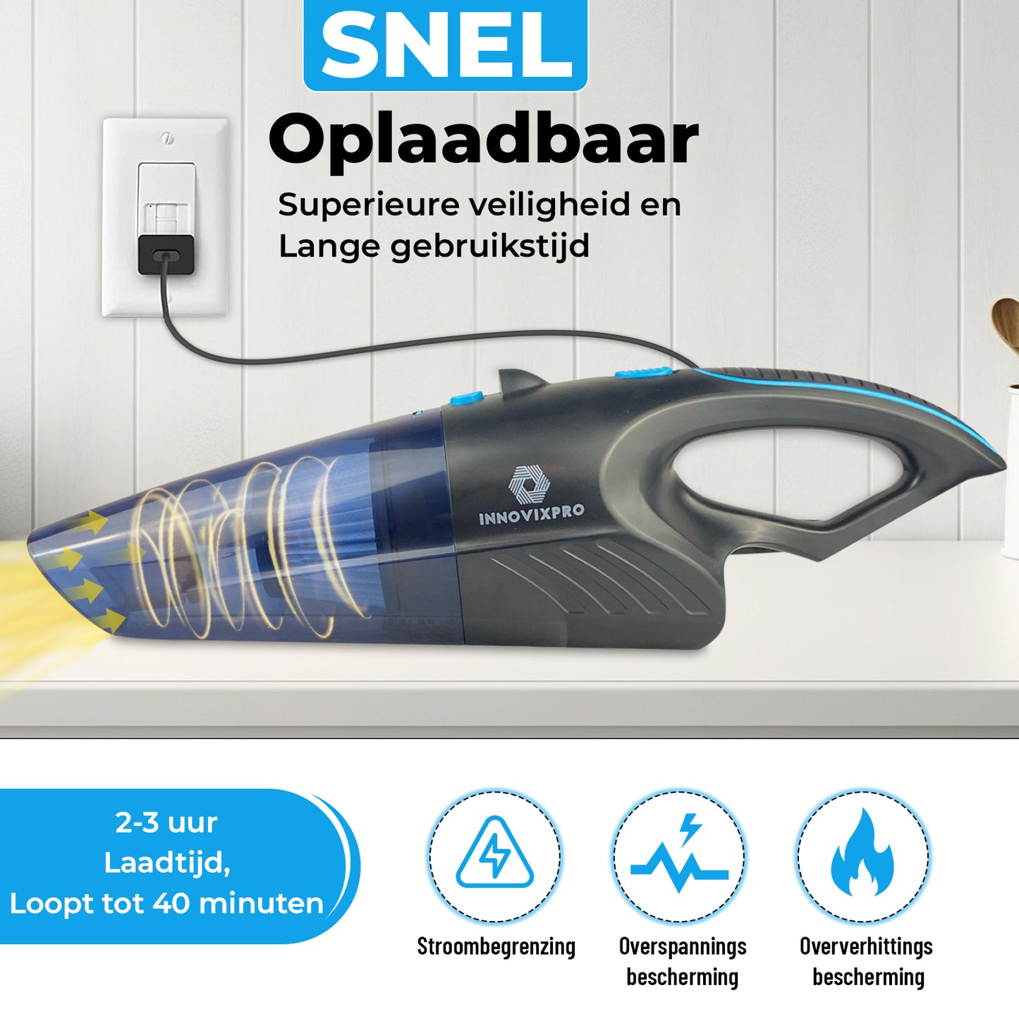 Innovixpro® Kruimeldief – Nat&Droog – 17000Pa ! Sterkste van de benelux ! Met 2 filter's