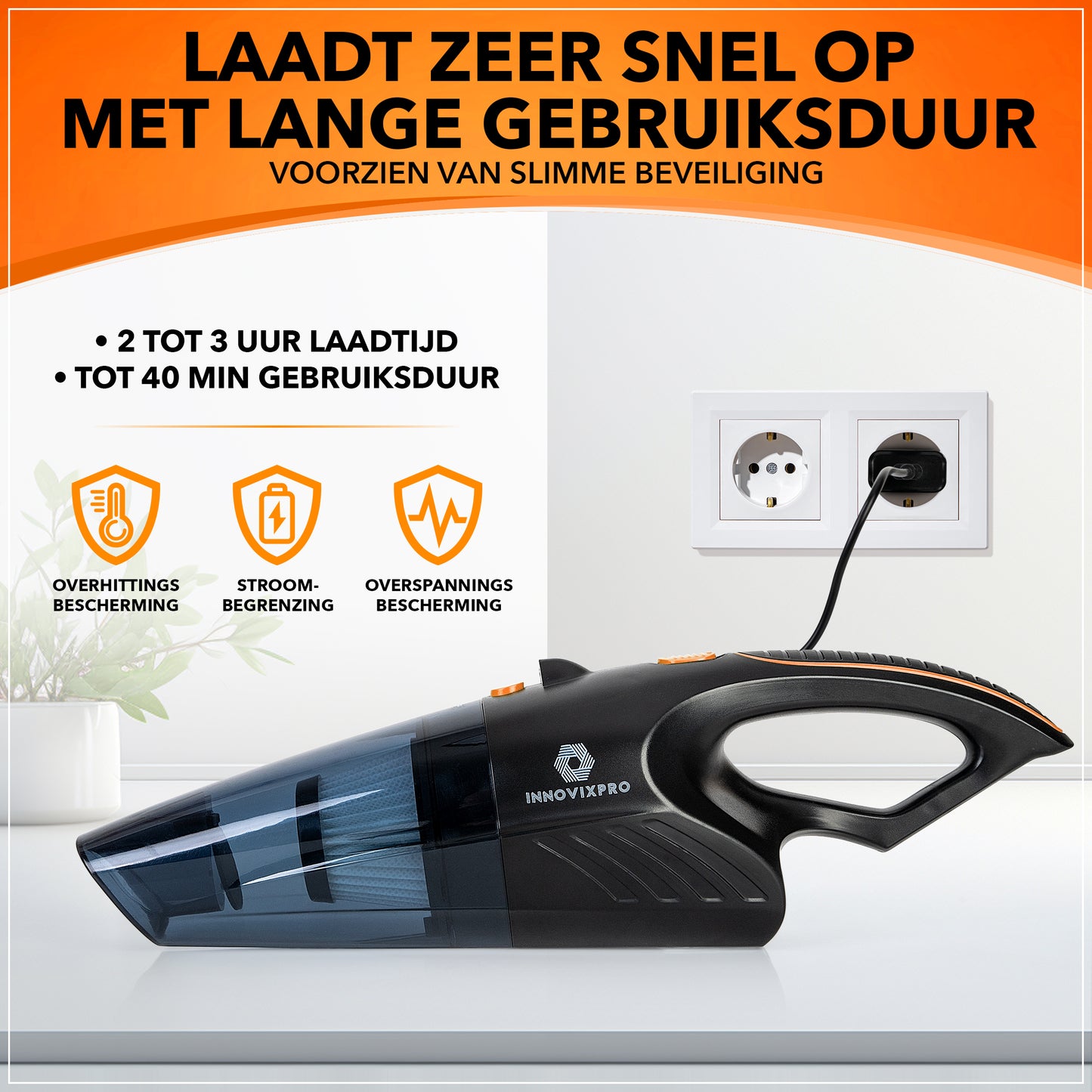 Innovixpro® Kruimeldief met steel – Nat&Droog – 17000Pa – 4 Filter's