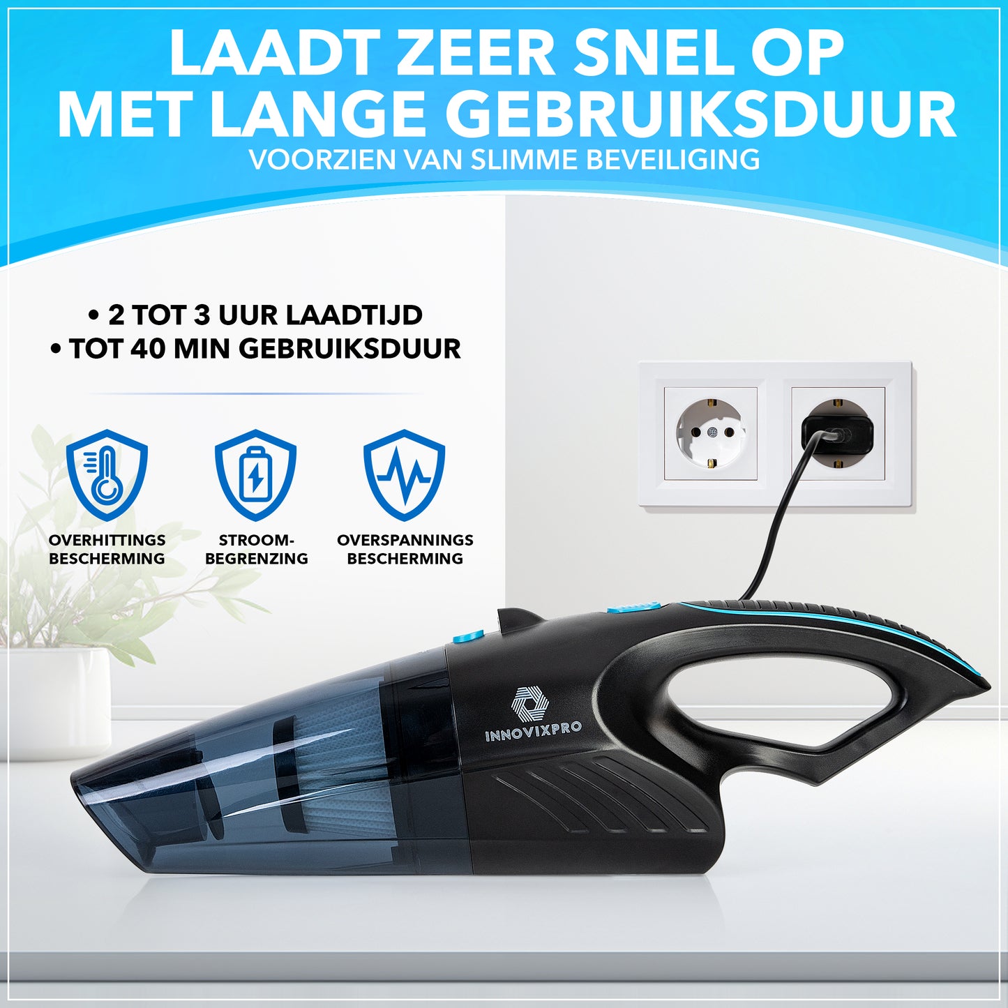 Innovixpro® Kruimeldief met steel – Nat&Droog – 17000Pa – 2 Filter's