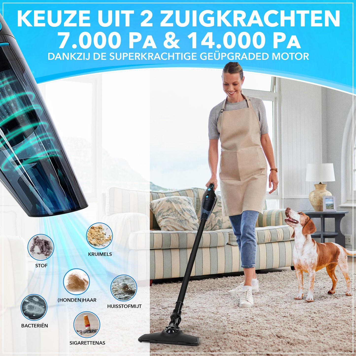 Innovixpro® Kruimeldief met steel – Nat&Droog – 17000Pa – 4 Filter's