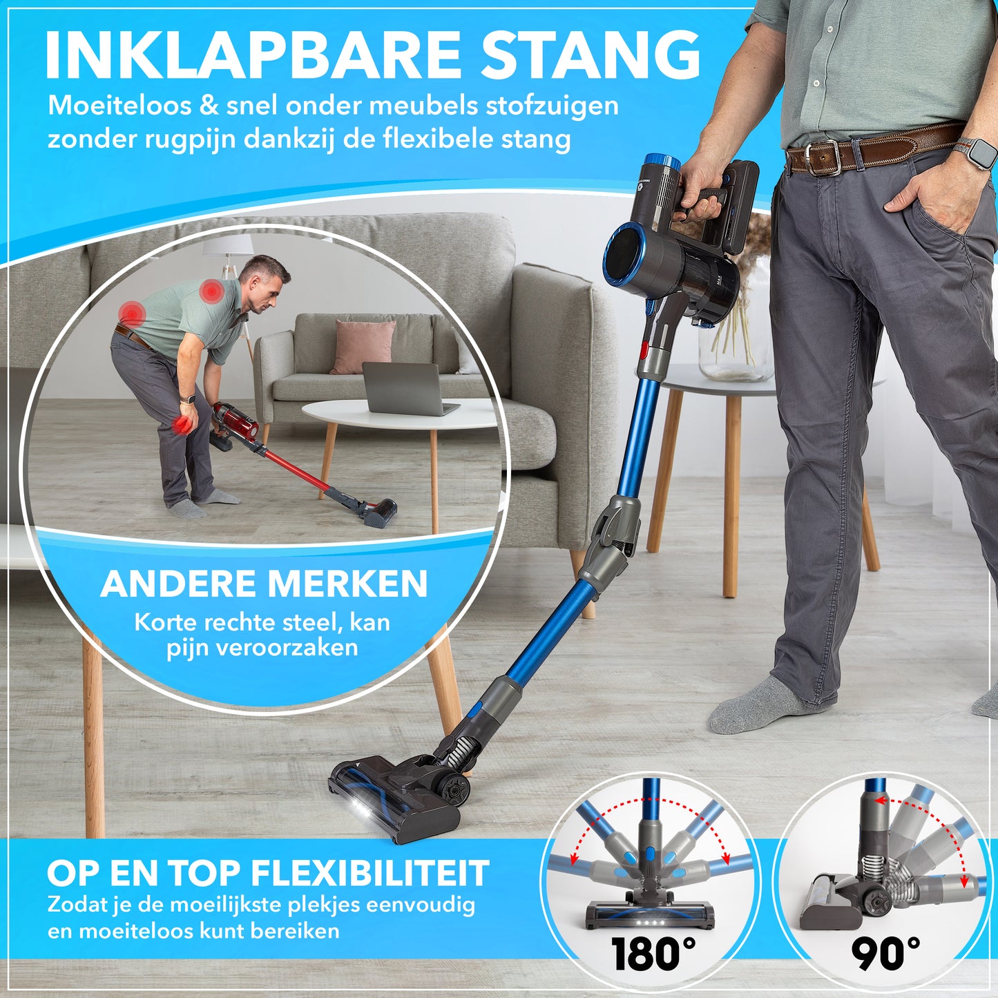 Innovixpro® Draadloze SteelStofzuiger met Dweilfunctie - 30KPa !